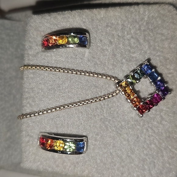 Vintage 925 Silver Necklace with Earrings Set NWT - Picture 3 of 8